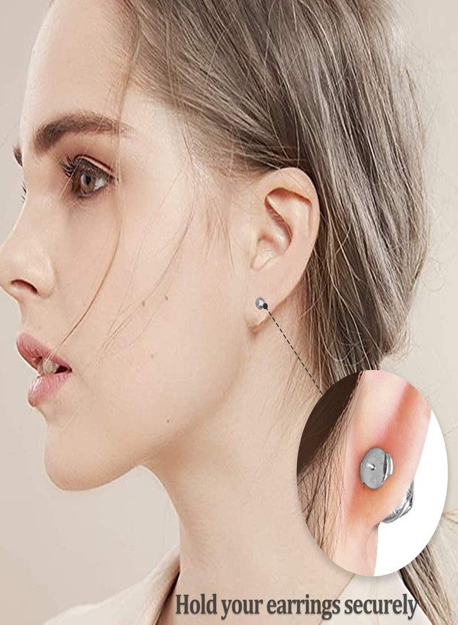 DELECOE 2 Paris Sterling Silver Locking Earring Backs Replacements for Diamond Studs, 925 Silver Screw Earring Backs, Secure Hypoallergenic Secure Earring Backs, No Fading Comfort Earring Backs Silver - Image 4